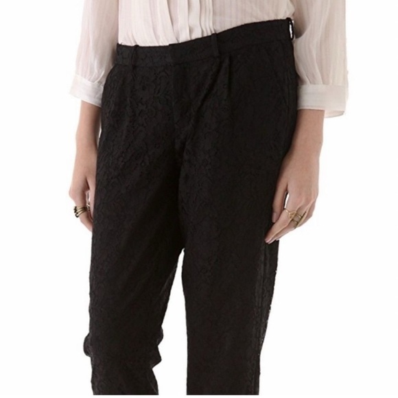 JOIE BLACK LACE  CROPPED LUCINDA PANTS - size 10. H - Picture 2 of 10